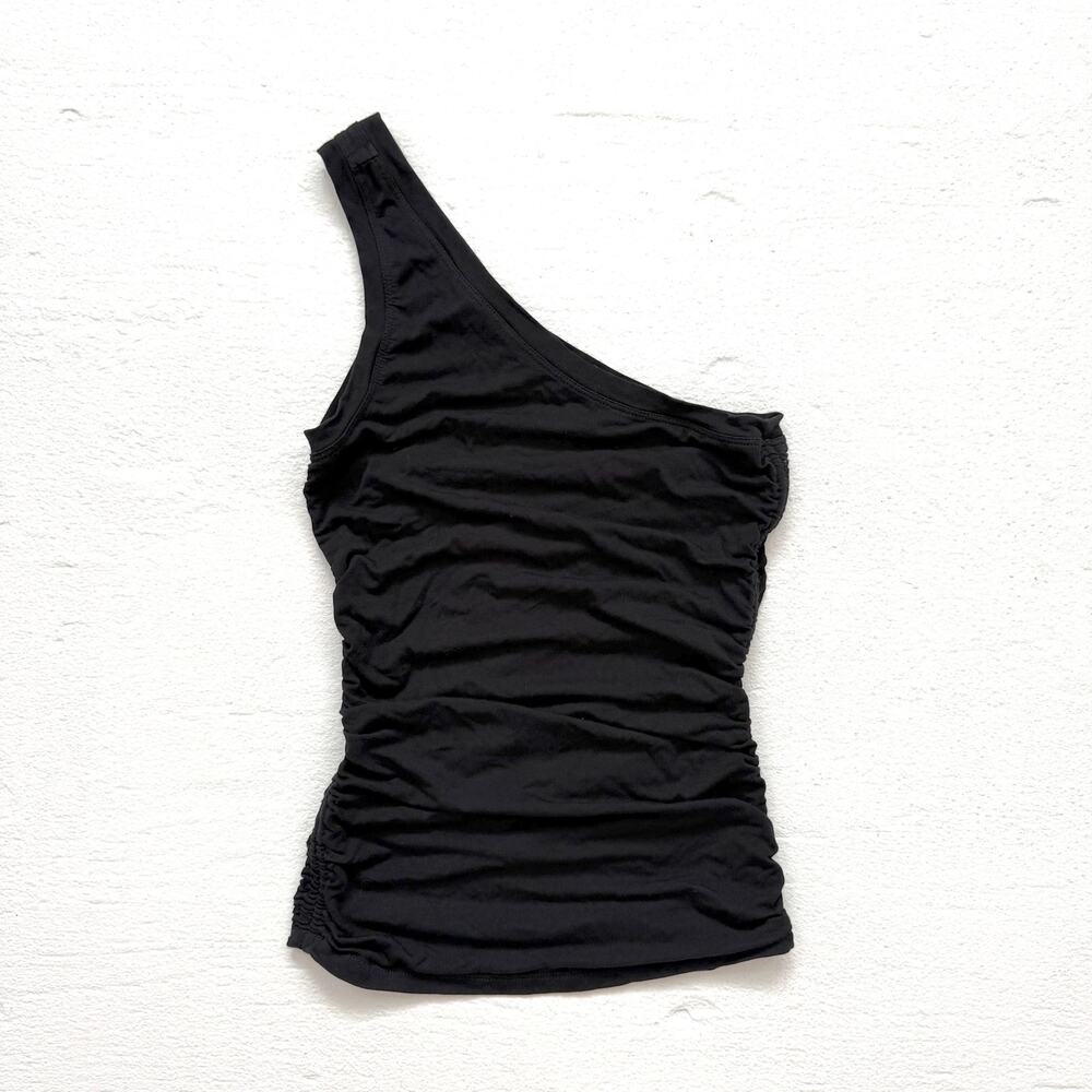 Good American One Shoulder Ruched Stretchy Top, Size Small